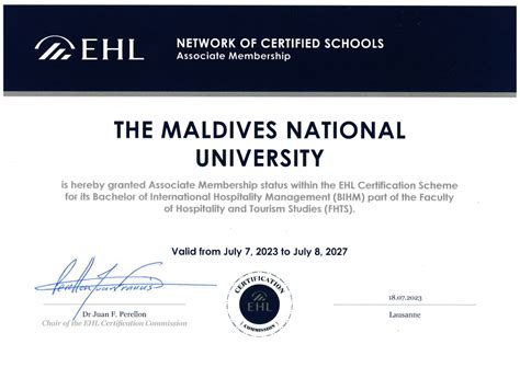 The Maldives National University Achieves Accreditation as Associate Member of EHL after ...