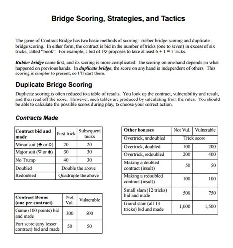 FREE 8+ Sample Bridge Score Sheet Templates in PDF