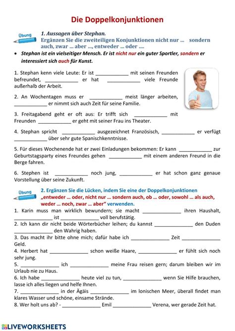 Doppelkonjunktionen online worksheet for b1. You can do the exercises ...