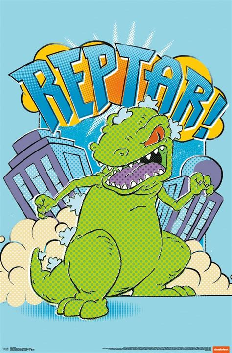 a cartoon dinosaur with the word reptard on it's chest and mouth