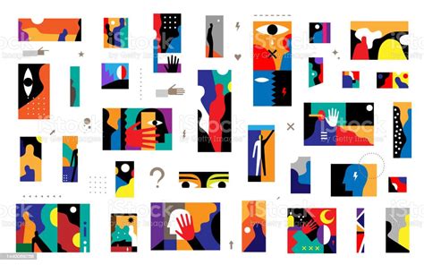 People Psychology Abstract Vector Illustration Set Design Element Stock ...