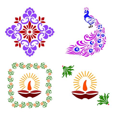 Buy Solobolo Rangoli Kit with 6 Rangoli Colours| Peacock Rangoli Stencil | Mandala Rangoli ...