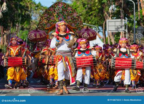 Balinese Gamelan Orchestra Playing Traditional Music In Bali Indonesia ...