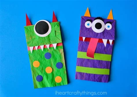 Paper Bag Monster Puppets | Paper bag crafts, Kid friendly halloween crafts, Monster crafts