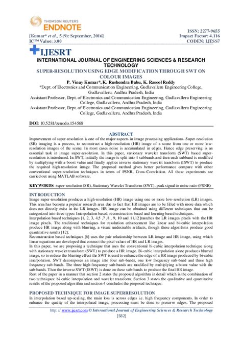 (PDF) SUPER-RESOLUTION USING EDGE MODIFICATION THROUGH SWT ON COLOUR ...