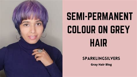 SEMI-PERMANENT COLOUR ON GREY HAIR | #greyhairtransition #bluehair ...