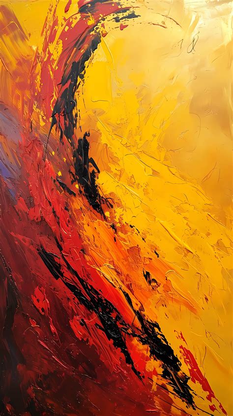 abstract art, modern painting, colorful abstract, red and yellow ...