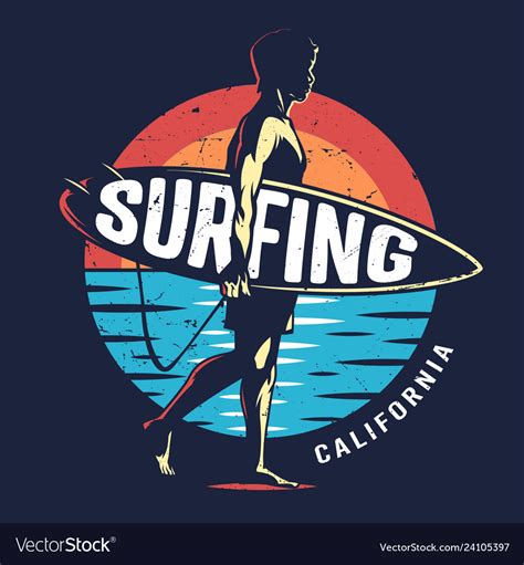 Vintage surfing sport colorful logo Royalty Free Vector