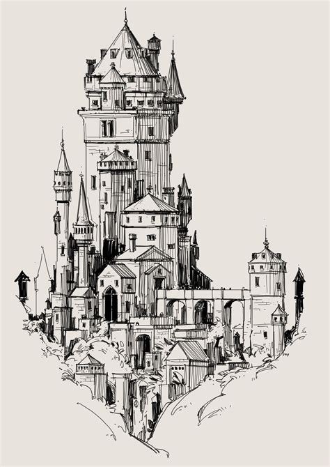 ArtStation - Daily Sketch - Castle Towers, George Brad in 2022 ...