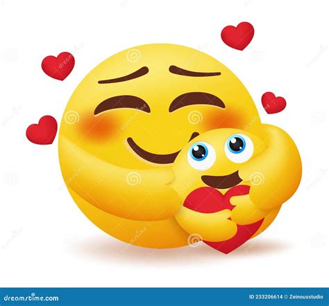 Emoji Care Emoticon Vector Set. Emoticons Smiley Characters In Hug Pose ...