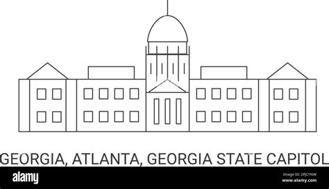 United States, Georgia, Atlanta, Georgia State Capitol, travel landmark vector illustration ...