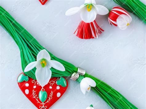 Premium Photo | Martisor and Baba Marta Symbols of spring background