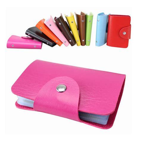 New unisex pvc 24 business card case women credit card holder with 2 hasps female wallet avoid ...