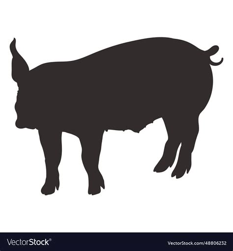 Farm pig standing silhouette Royalty Free Vector Image