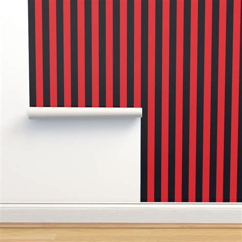 Stripes Black & Red Wallpaper | Wallpaper, Red wallpaper, Spoonflower wallpaper