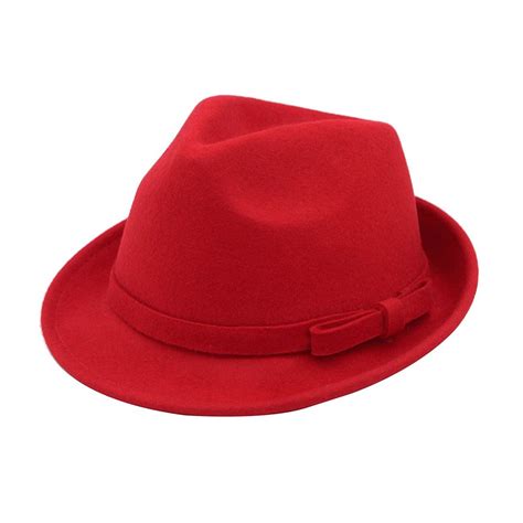 Women's Deluxe 100% Wool Solid Color Fedora Hat - Different Colors ...