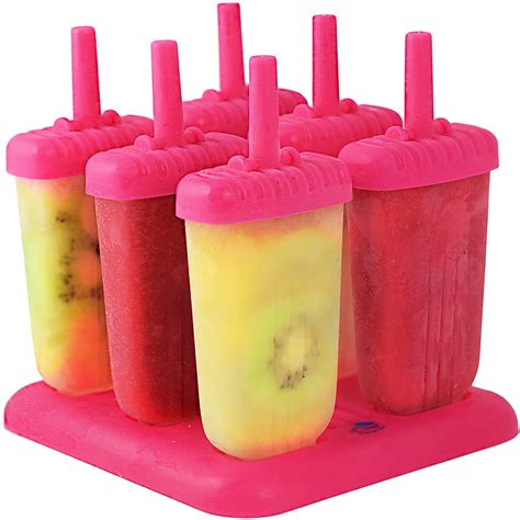 Popsicle Ice Mold Maker Set - 6 Pack BPA Free Reusable Ice Cream DIY ...