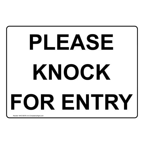 Please Knock For Entry Sign NHE-35578