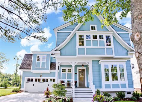 Home Color Options: Blue House Siding with White Trim - Allura CMS