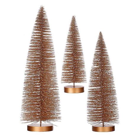 Snowy Bronze Bristle Christmas Trees, Set of 3 | Kirklands Home