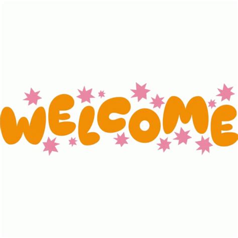 Welcome Pink Stars Around Welcome In Yellow Bubble Letters Sticker ...