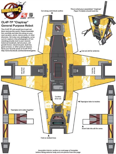 Claptrap Robot Papertoy de Bryan | Paper-Toy.fr | Paper toys template, Paper toys, Paper robot