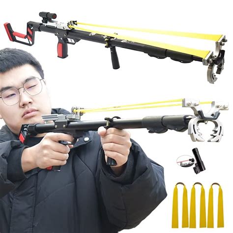 Telescopic Rod Laser Slingshot, High Power Slingshot Rifle for Outdoor Hunting and Shooting ...