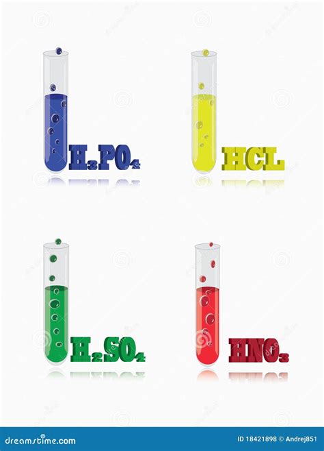 Set of mineral acids stock illustration. Illustration of pharmaceuticals - 18421898