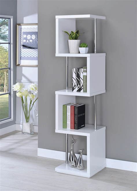 Baxter 4 Shelf Bookcase White Chrome 801418 by Coaster Furniture at ...