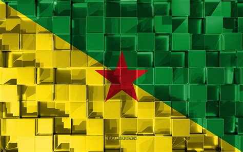 Flag of French Guiana, 3d flag, 3d cubes texture, Flags of South America countries, HD wallpaper ...