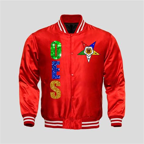 OES / Custom / Red Satin Baseball Jacket (Quilt Lined) Order of Eastern Star by ...