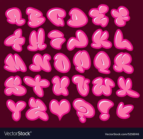 graffiti bubble gum pink fonts with gloss and color outline. Download a ...