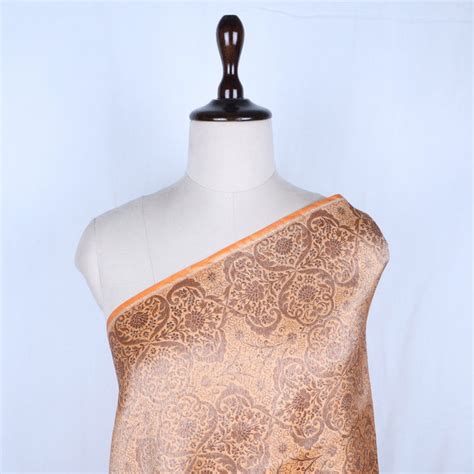 Pastel Orange Jamavar Silk Fabric With Floral Pattern – fabricbysinghanias