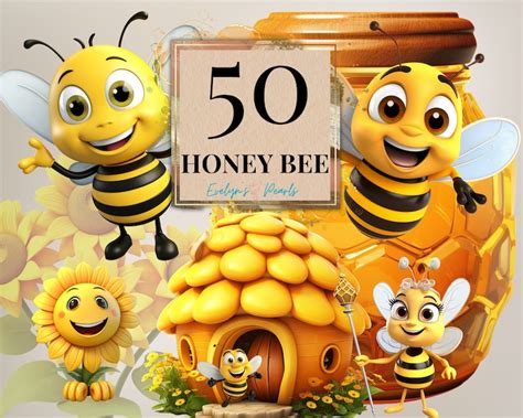 Bee Clipart Cute Honey Bee PNG Insect Clipart Floral Bee PNG Spring Clipart Farm Honey Bee PNG ...
