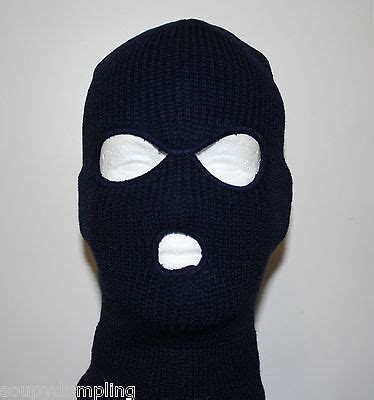 3 Hole Extra Warm Knit Winter Ski Mask - Robber Mask - Black or Navy Blue | eBay