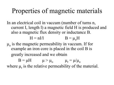 Properties of magnetic materials