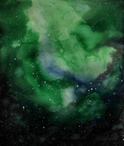 #art #paint #galaxy #aquarell #aquarellgalaxy #stars #greengalaxy Green ...