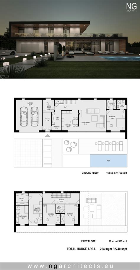 Modern villa Rossi designed by NG architects www.ngarchitects.eu | House layout plans, Modern ...