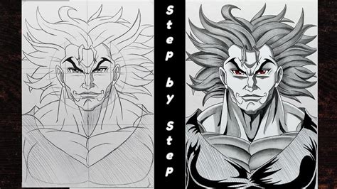 How to Draw"Yujiro Hanma"step by step(Tutorial)for beginners||'Baki ...