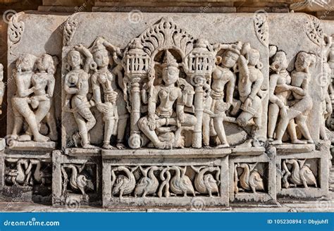 Ancient Sun Temple in Ranakpur. Jain Temple Carving. Stock Photo ...