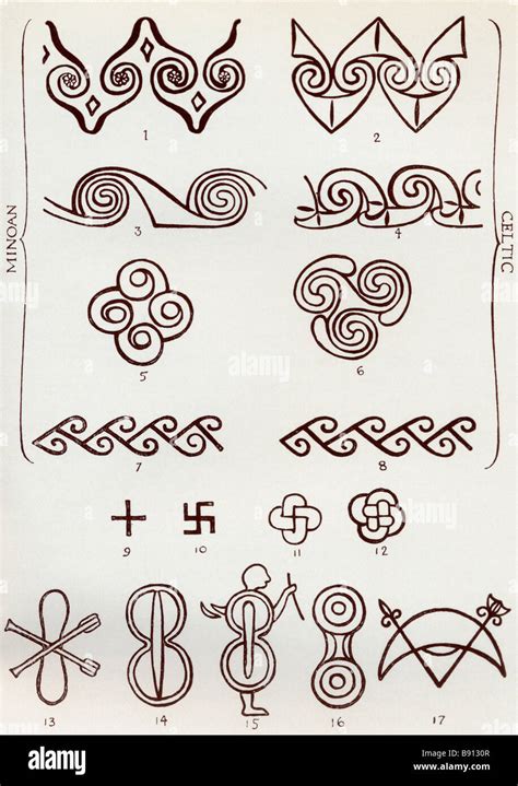 Decorative and religious motifs and symbols. Minoan and Celtic Stock ...