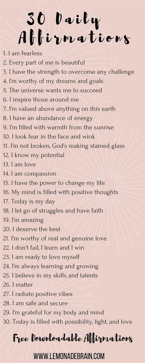 Free Positive Affirmations Quotes Printable