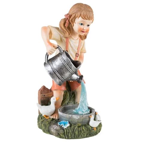 Pure Garden Little Girl Solar Powered LED Light Garden Statue M150088 - The Home Depot