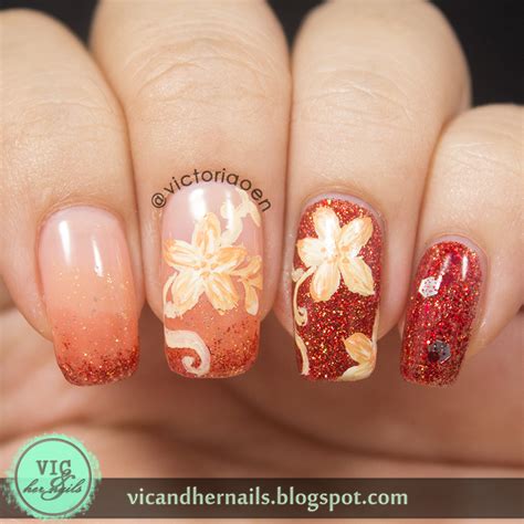 Vic and Her Nails: Gradient with Flowers