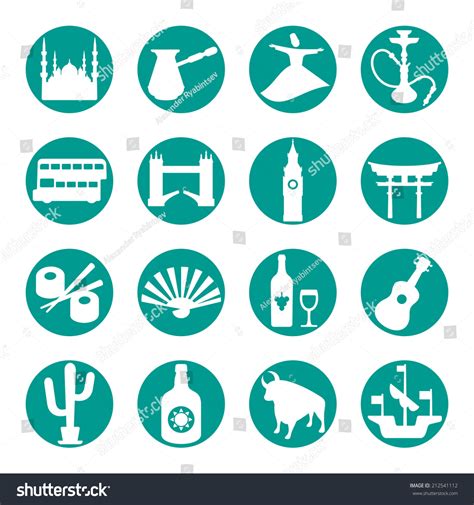 Around World Culture Symbols Icon Set Stock Vector (Royalty Free ...