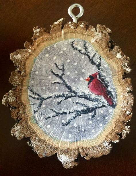 Easy diy painted wood ornament- cardinal in the snow | Christmas ornament crafts, Christmas ...