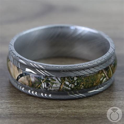 Predator - Damascus Steel Mens Ring with Kings Mountain Inlay | Rings for men, Black diamond ...