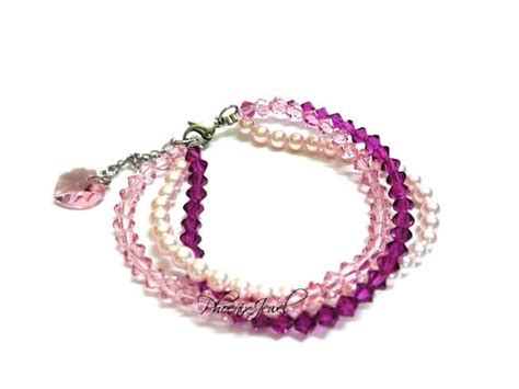 Trio Pinky Swarovski Bracelet with extender chain by PhoenixJewel