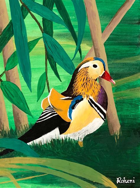 Mandarin Duck Bird Painting Prints Nature and Animal Painting - Etsy