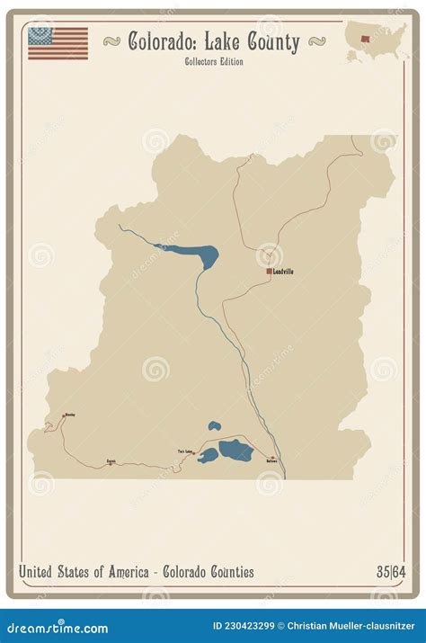 Map of Lake County in Colorado Stock Vector - Illustration of nation, rivers: 230423299